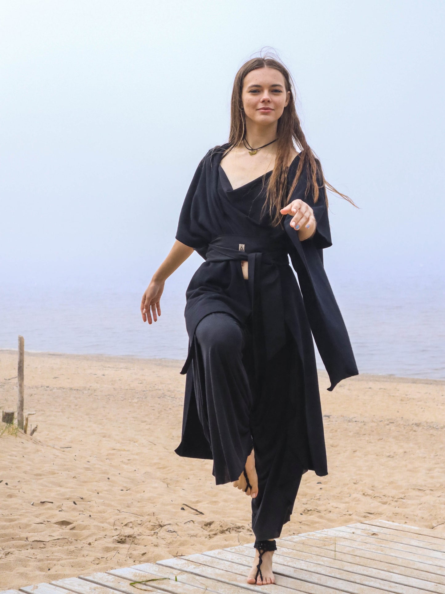 AWEN Shamanic Organic Cotton Cloak with Hood / Milky White / Natural
