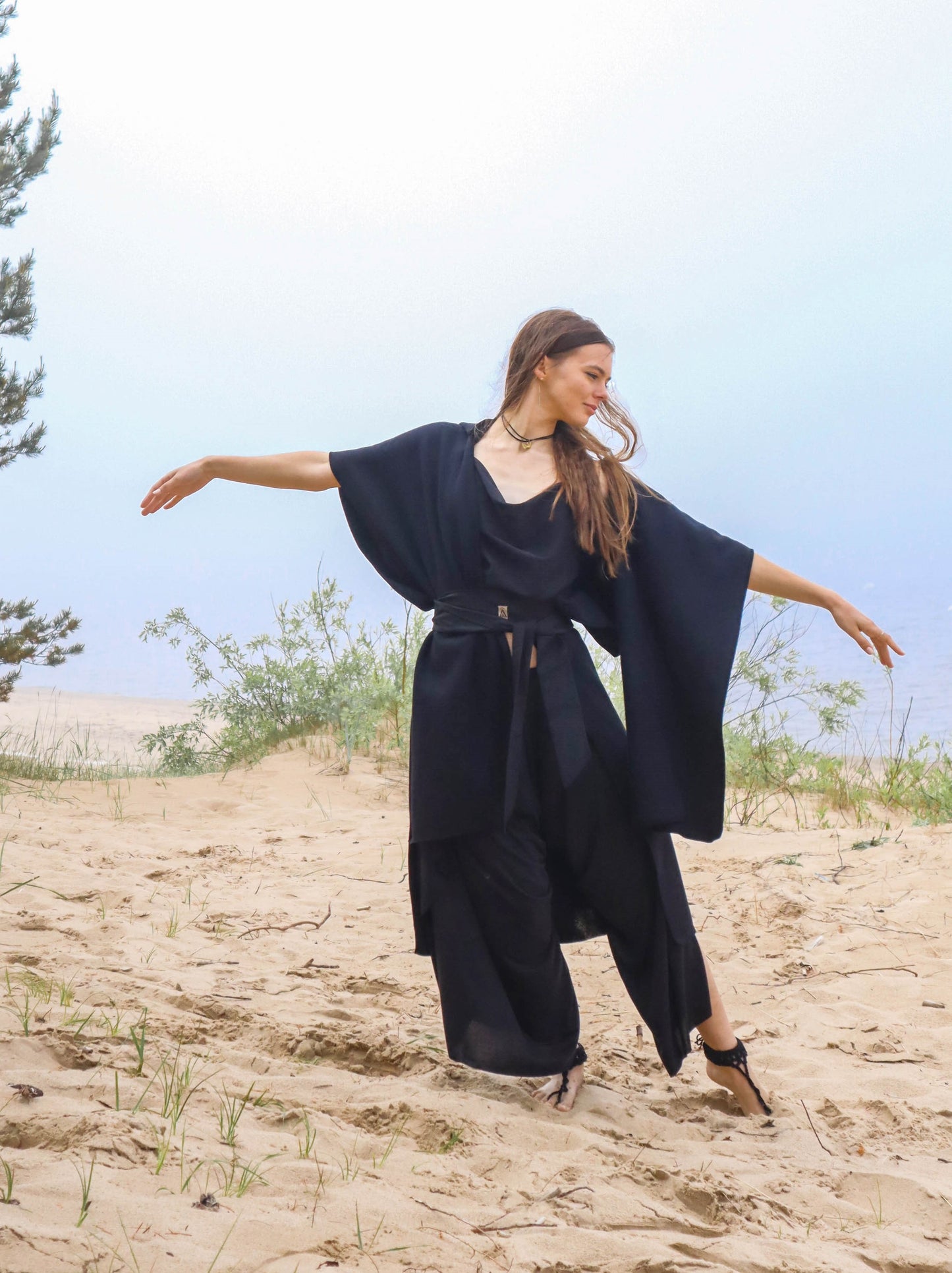AWEN Shamanic Organic Cotton Cloak with Hood / Milky White / Natural