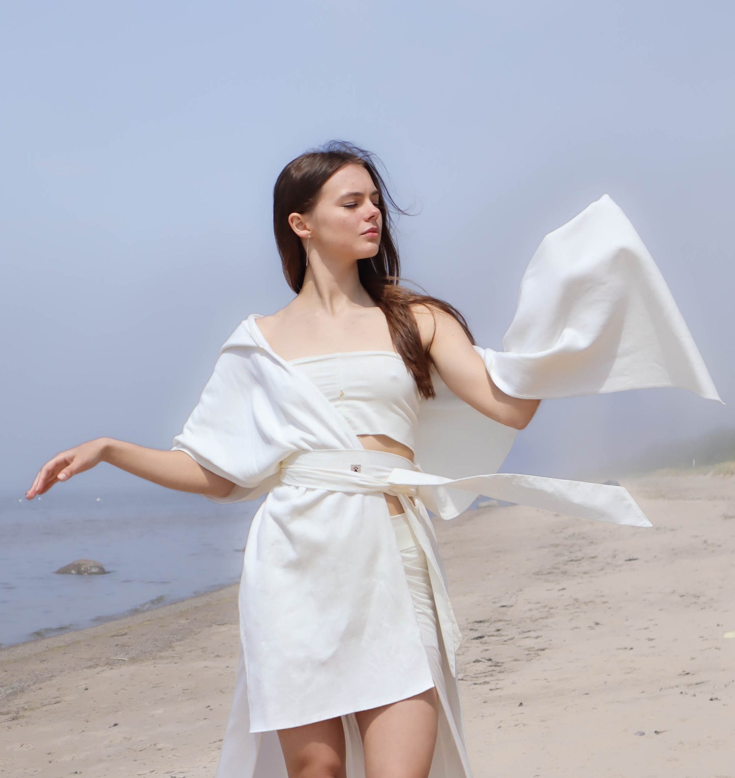 AWEN Shamanic Organic Cotton Cloak with Hood / Milky White / Natural