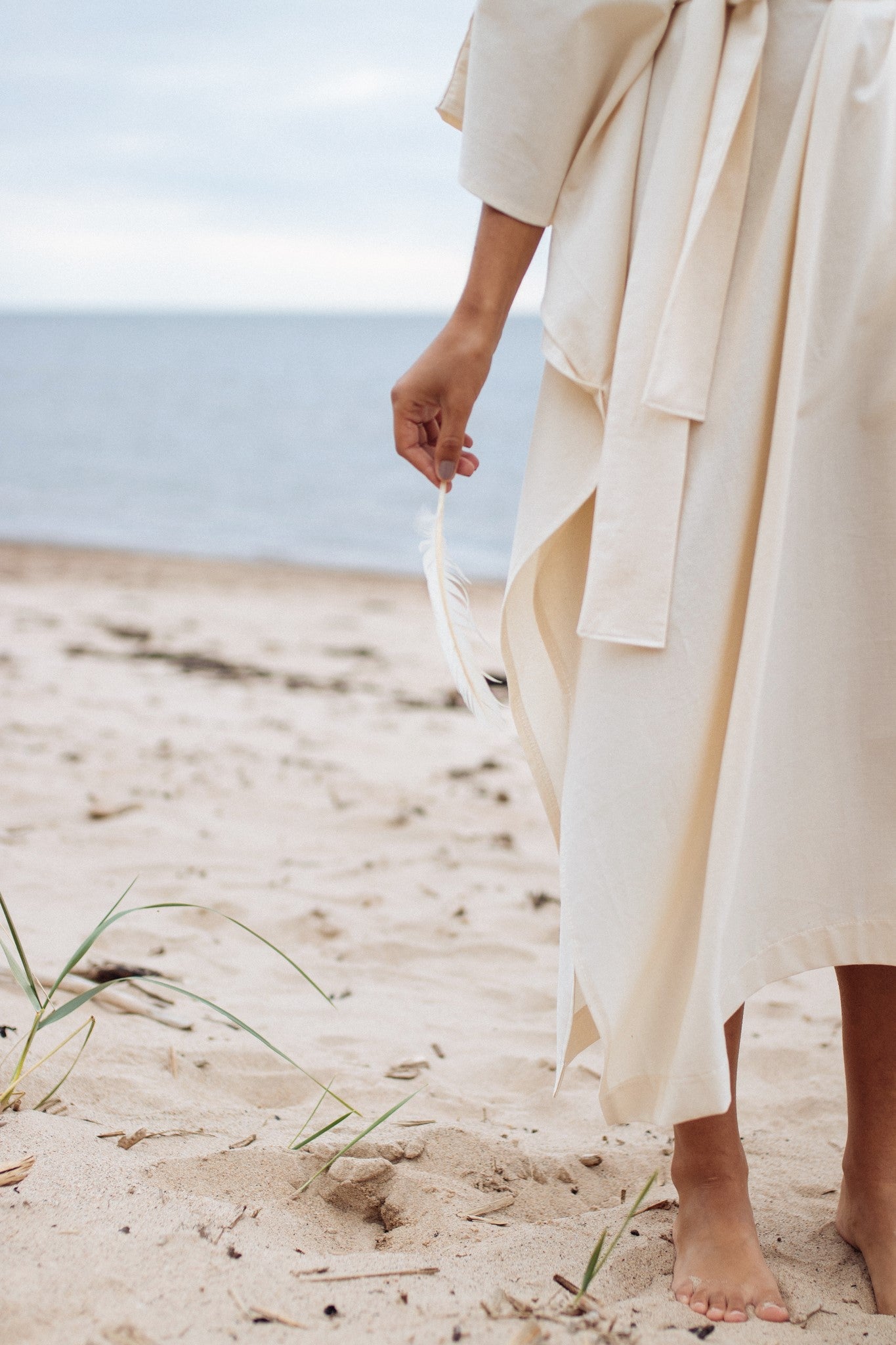APHRODITE Organic Cotton One Shoulder Dress / Natural