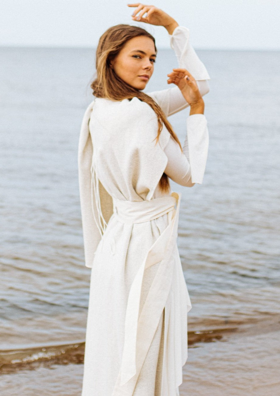 AWEN Shamanic Organic Cotton Cloak / Milky White / Natural / Black