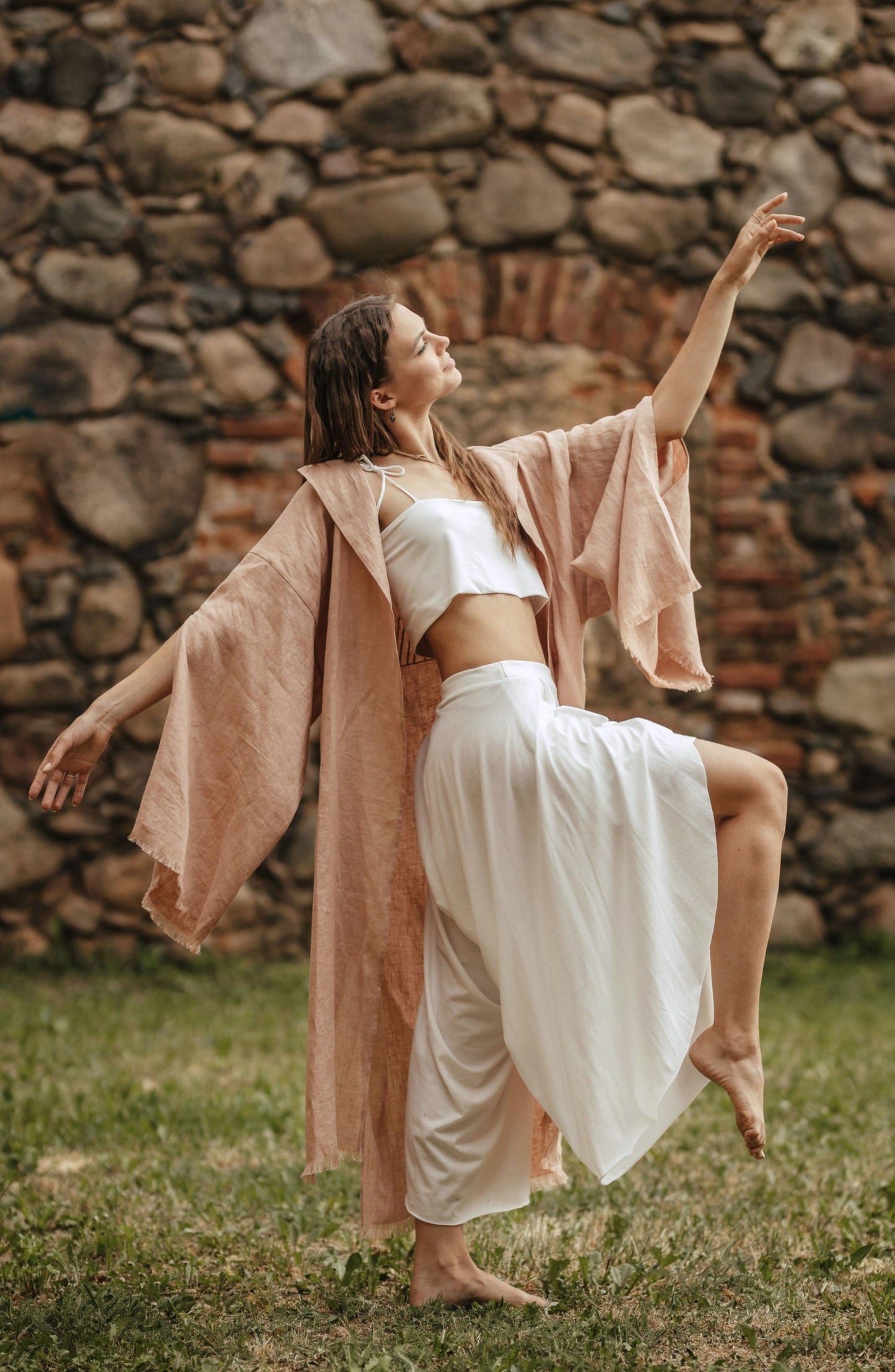 Set of ELYSIAN Pants, Mini Top and KAY Linen Kimono with Belt
