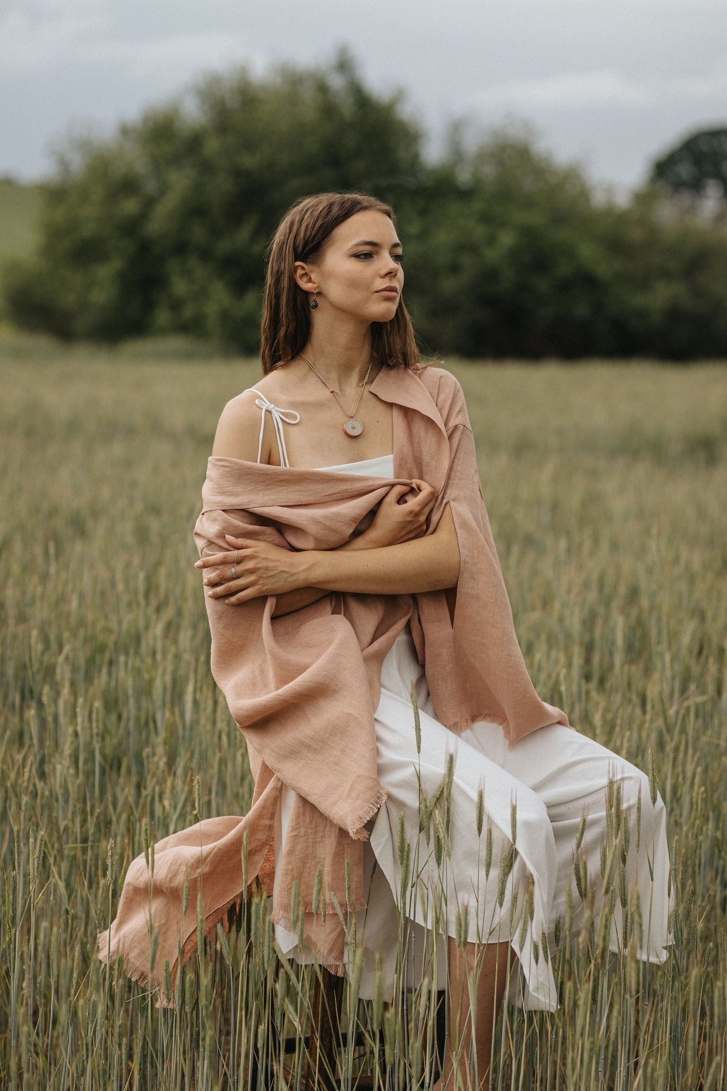 Set of ELYSIAN Pants, Mini Top and KAY Linen Kimono with Belt
