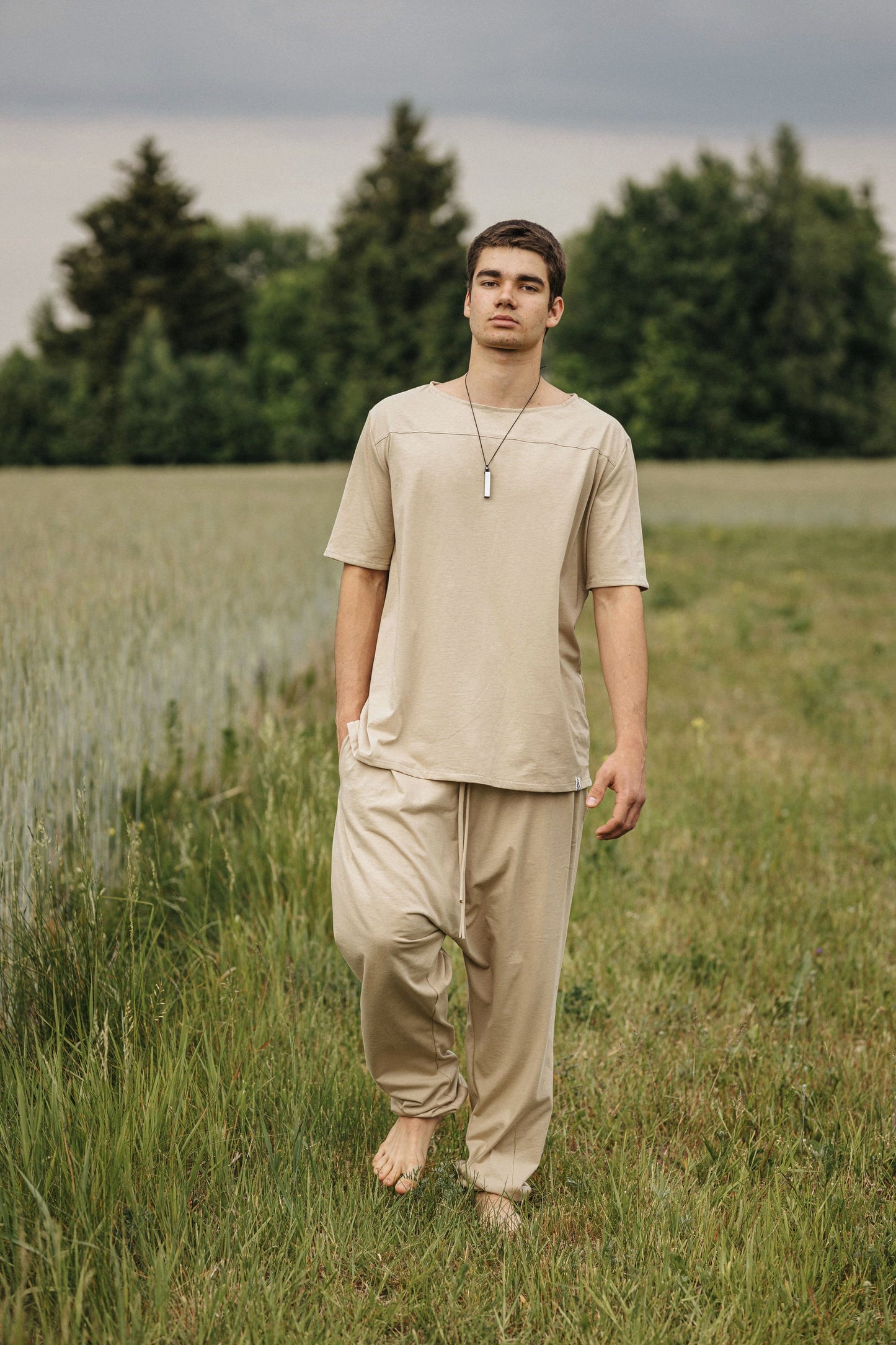 Organic Cotton free fitting Pants for men / Beige