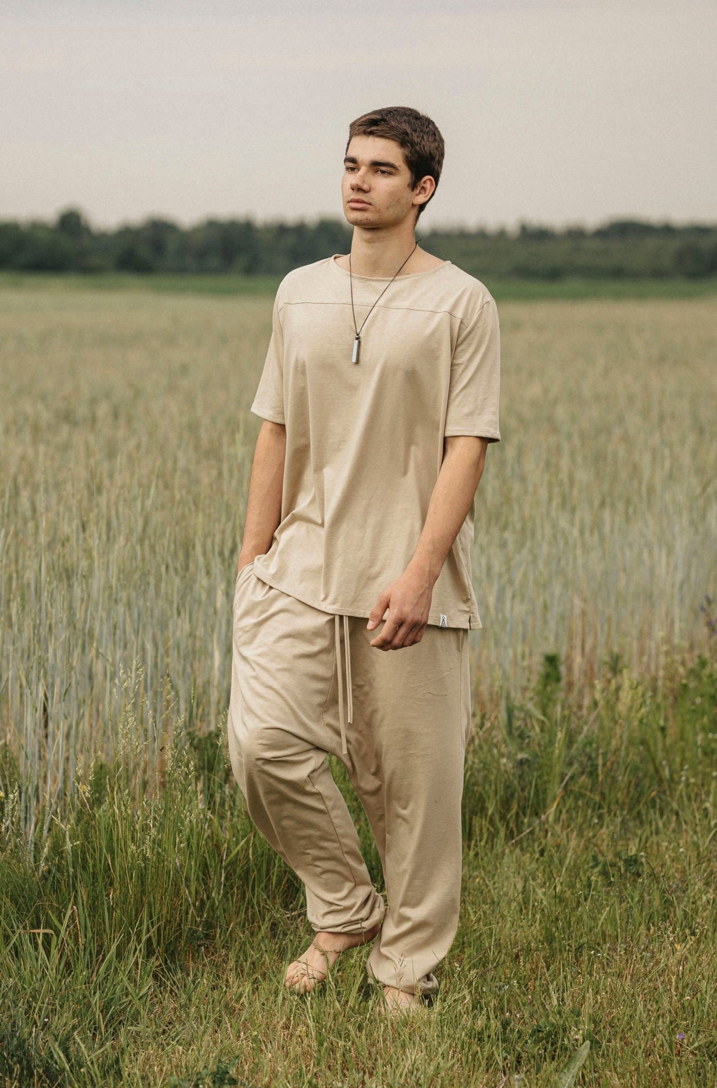 Organic Cotton free fitting Pants for men / Beige