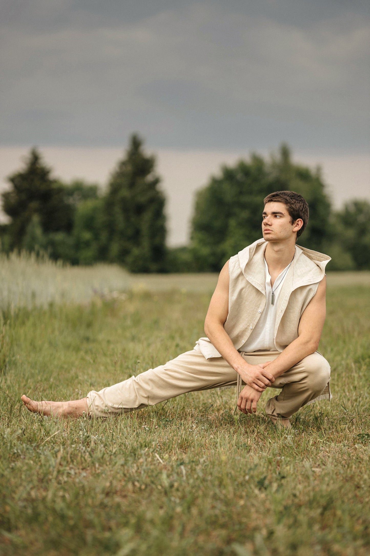 Organic Cotton free fitting Pants for men / Beige