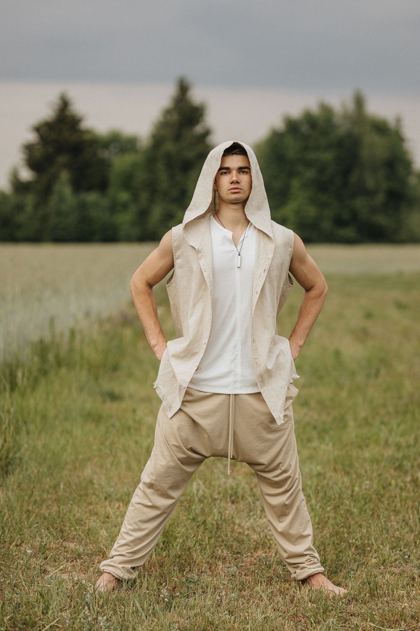 Organic Cotton free fitting Pants for men / Beige