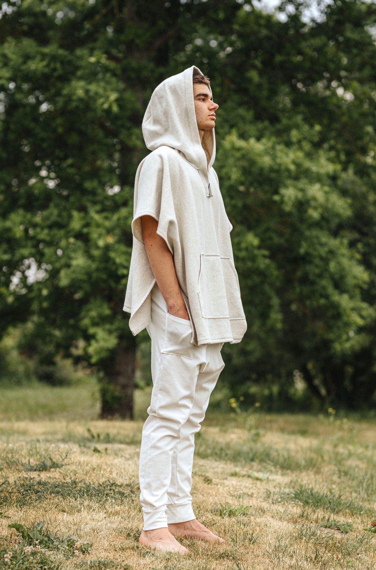 ARHAM Organic Cotton Poncho for men / Grey Mineral