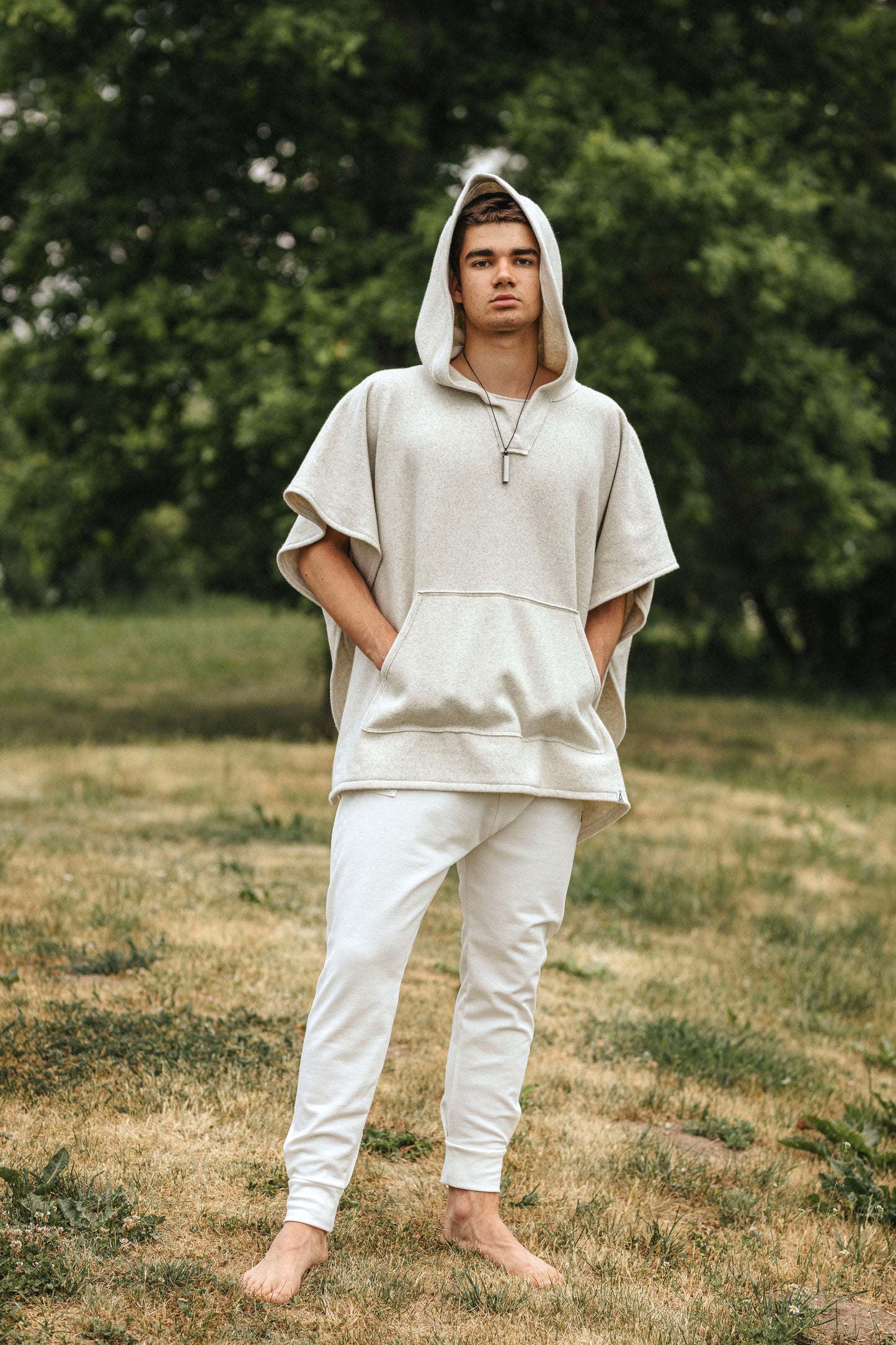 ARHAM Organic Cotton Poncho for men / Grey Mineral