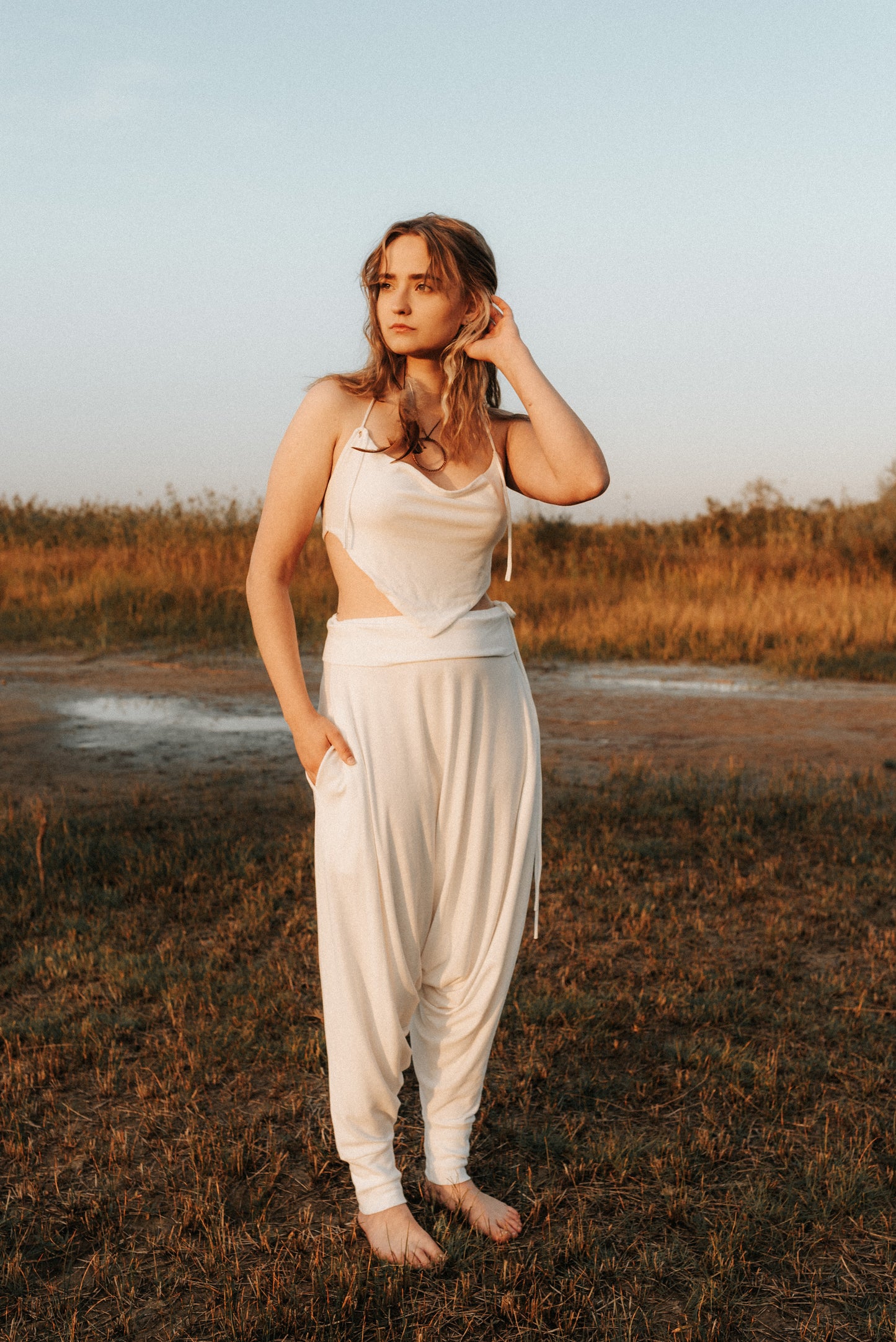 Set of SAGE Harem Pants and CHANTICO Top / Milky White / Black