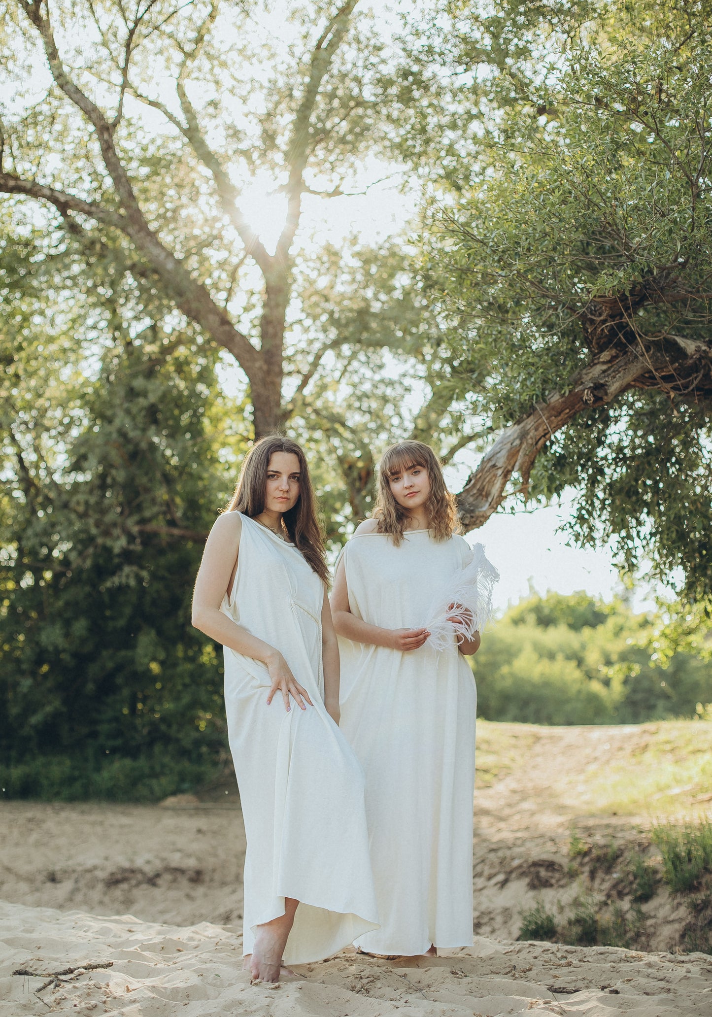 FEYRE Winged Hemp Dress with Braid Belt / Natural
