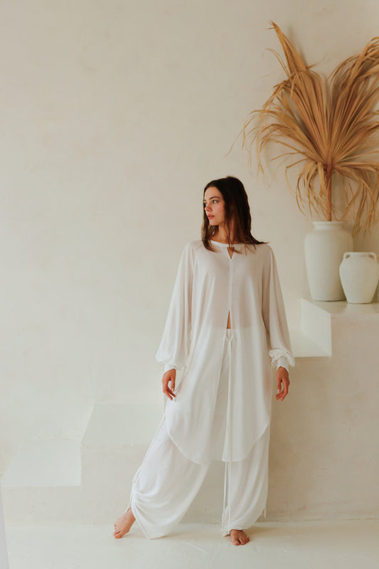 Set of PRANA Top and Pants / Milky White / Smokey Quartz / Black