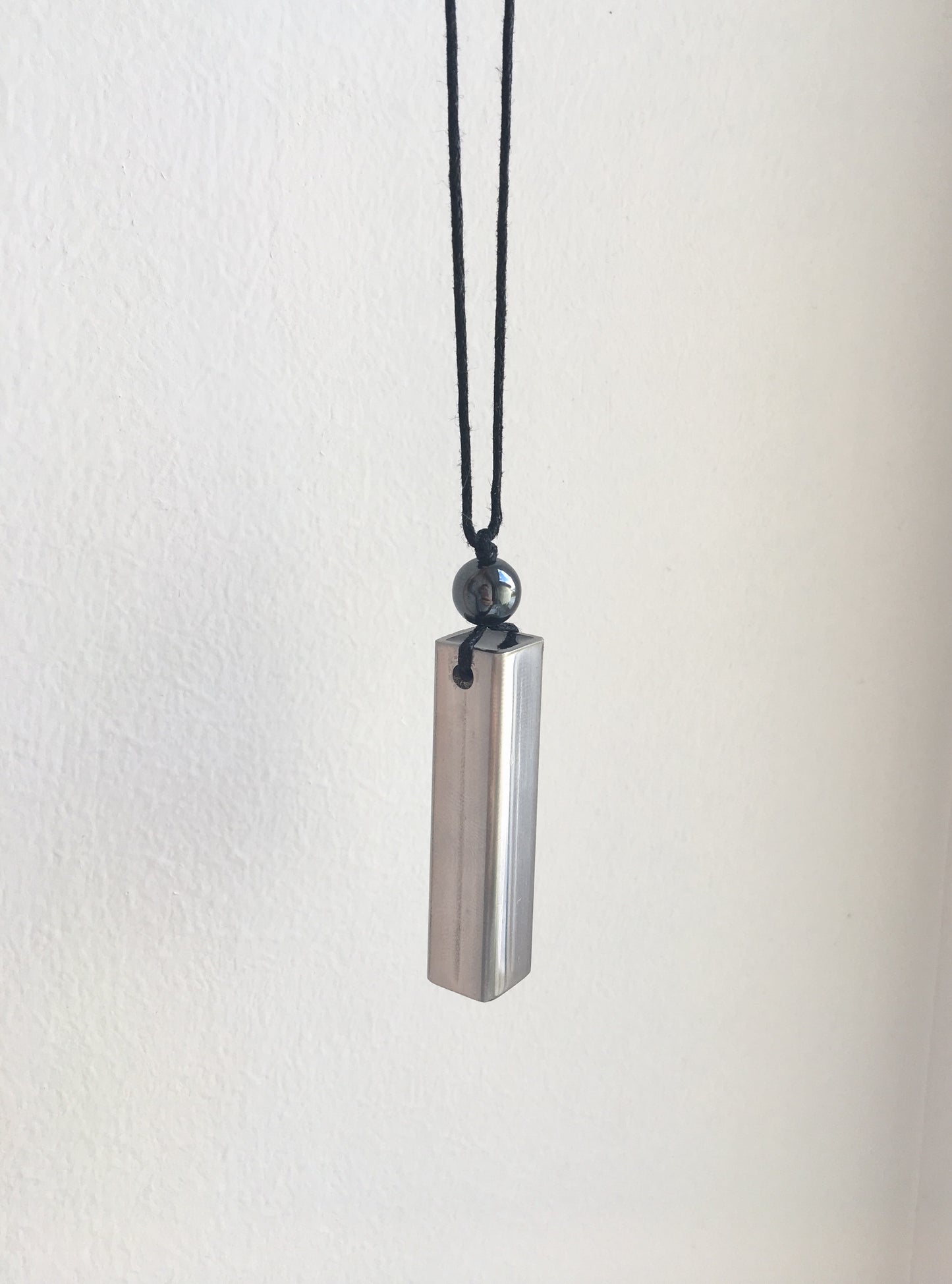 Silver Stainless Steel Square Tube Aether Pendant