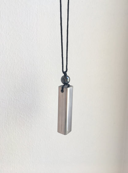 Silver Stainless Steel Square Tube Aether Pendant