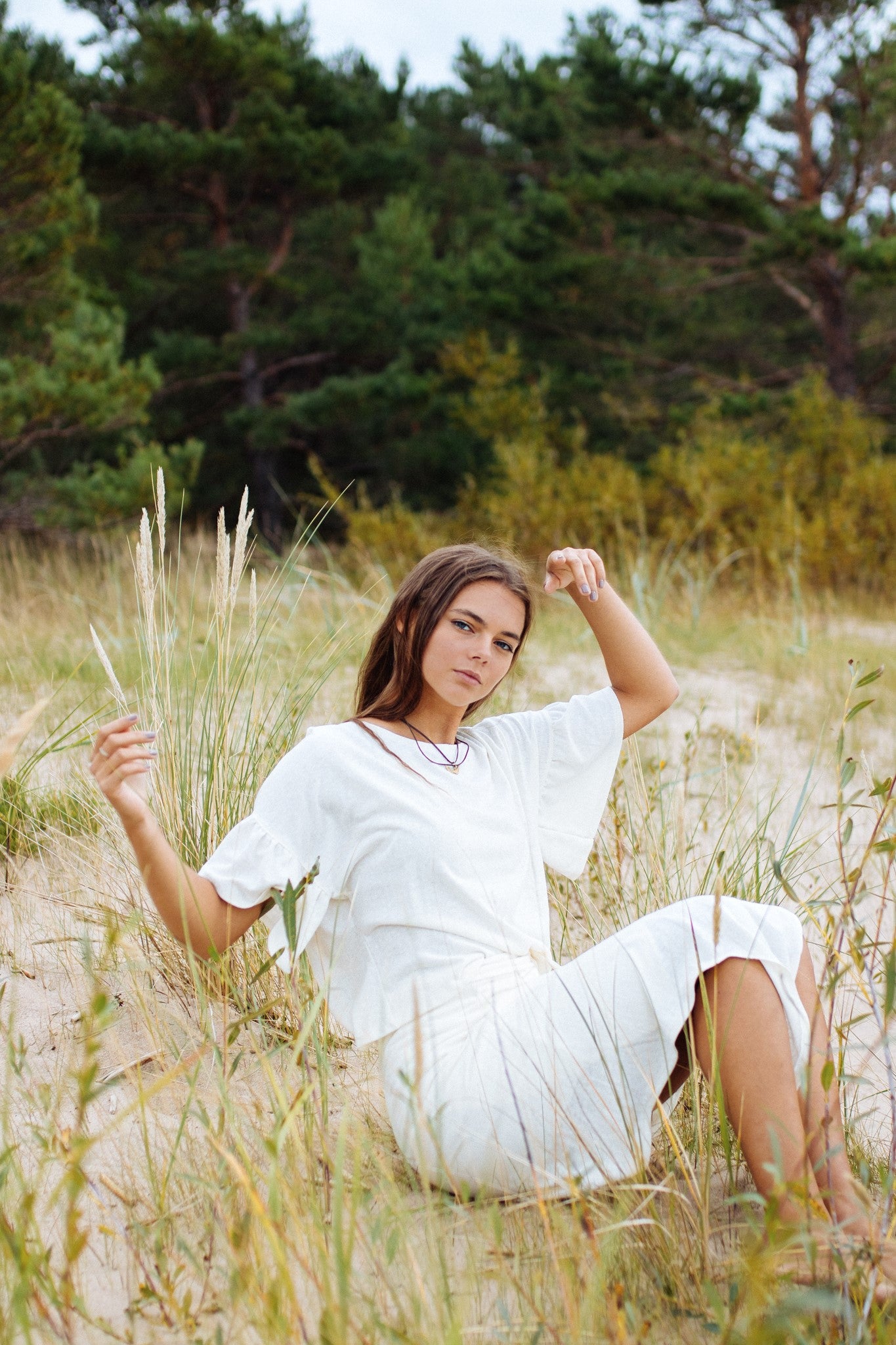 TULUA Ruffle Sleeve Top / Natural