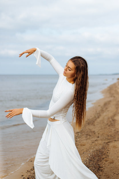 Set of ELYSIAN Tencel Top and Organic Cotton Pants / Milky White