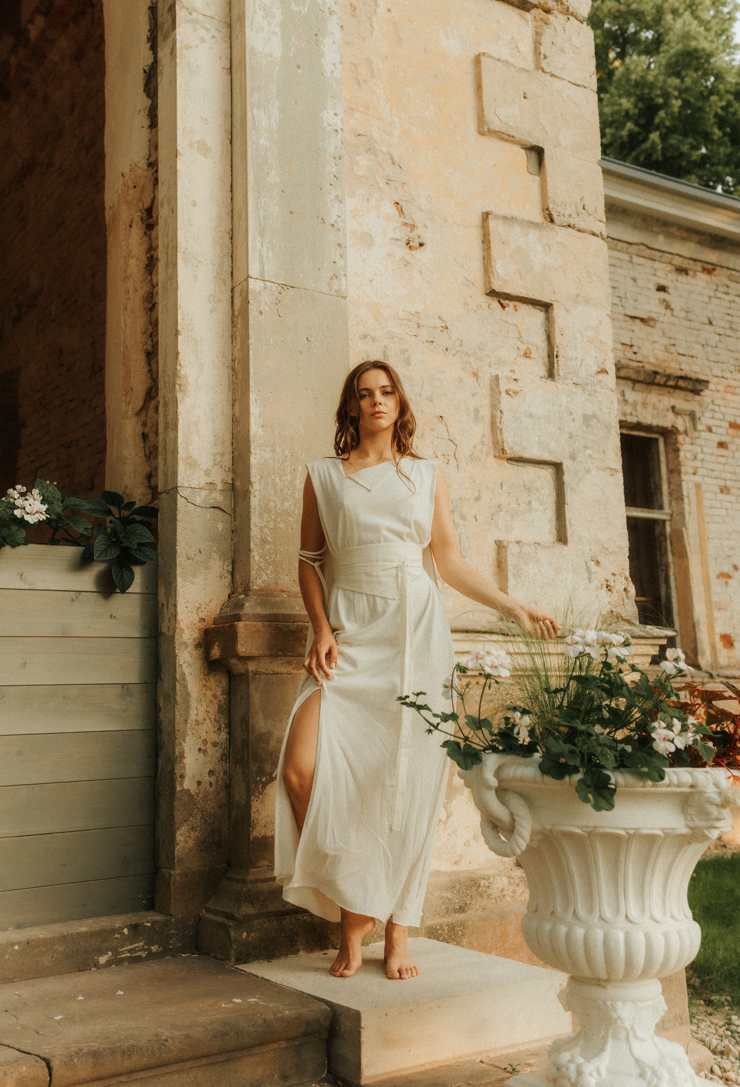 HERA Multi-way Hemp Dress with Slit / Natural