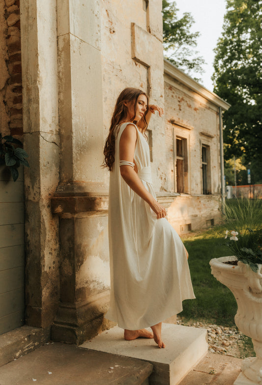 HERA Multi-way Hemp Dress with Slit / Natural