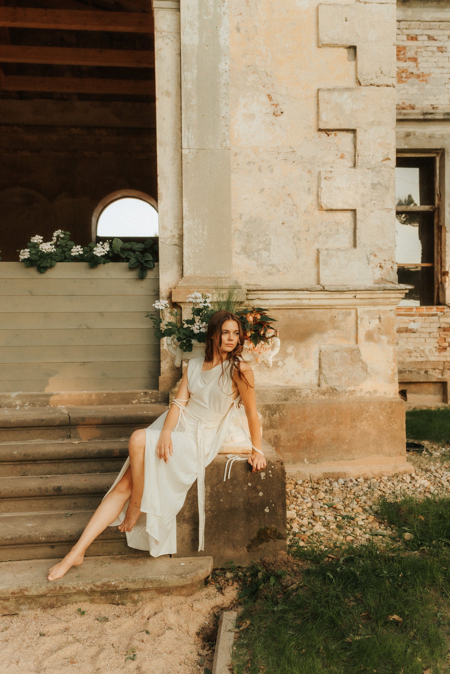 HERA Multi-way Hemp Dress with Slit / Natural